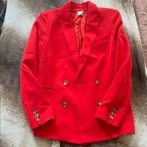 Iris & Ink Red Double-Breasted Blazer